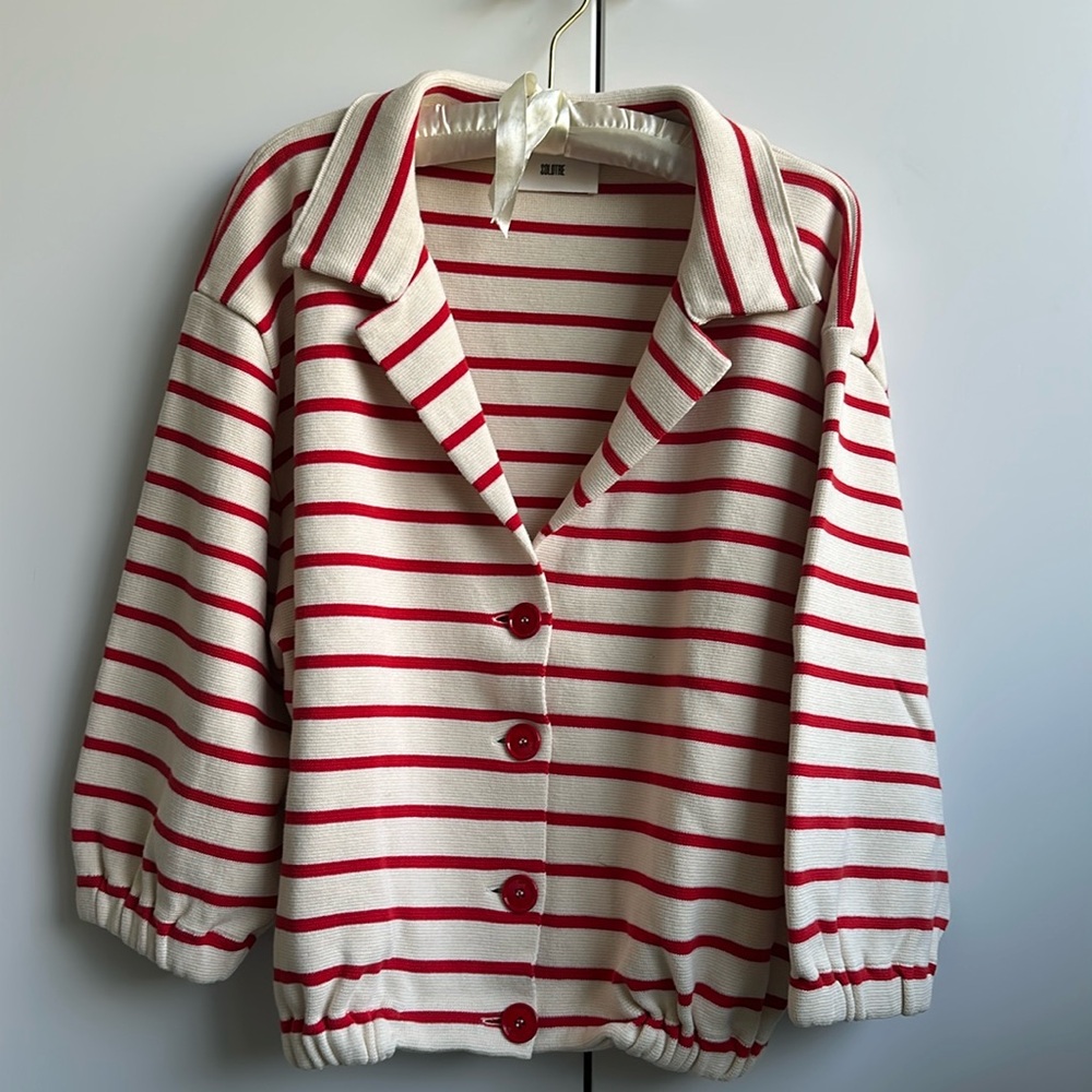 Italian striped cotton cardigan